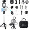 Owekfifv Smartphone Camera Video Kit, Adjust Tripod Phone Holder Vlogger Kit with 3 Mode LED Light,Cardioid Microphone and Bluetooth Control for Youtube/Tiktok/Live Streaming/Filming/Photography