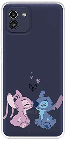Schutzhülle für Samsung Galaxy A03, offizielles Lizenzprodukt von Lilo & Stitch Angel & Stitch, transparent, zum Schutz Ihres Handys