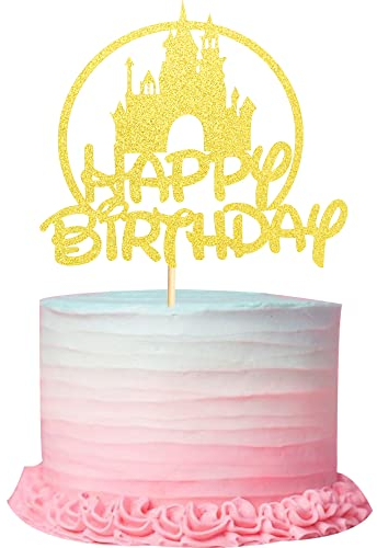 Arthsdite Burg Geburtstag Kuchen Topper Schloss Thema Geburtstag Party Dekoration Prinzessin Prinz Happy Birthday Kuchen Dekoration - Gold Glitzer