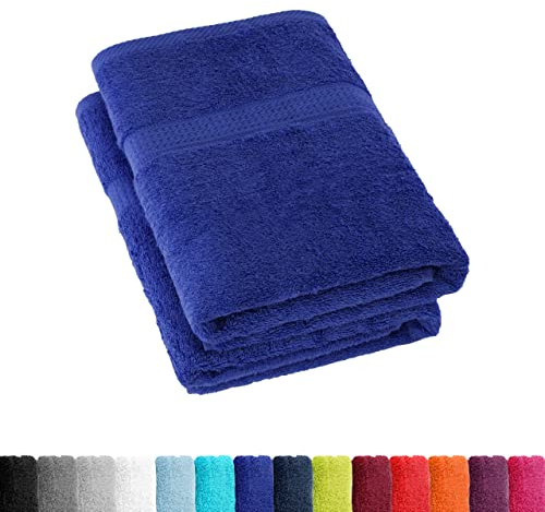 BaSaTex Frottee Duschtücher 70x140 cm, 100% Baumwolle Öko-Tex Made in Green, Duschtuch Badetuch Set 2er Pack Royal Blau
