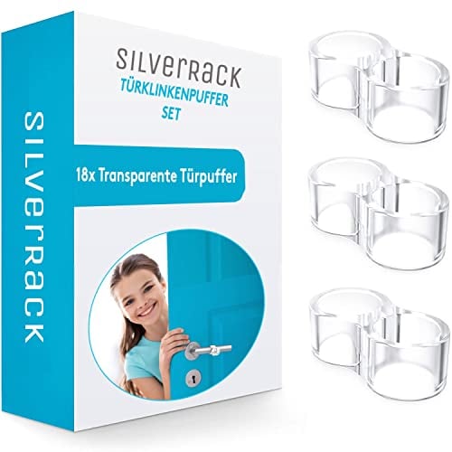 SilverRack® Türstopper Türklinkenpuffer 8-Form Transparent [18 Stück] - Wandpuffer als perfekter Schutz für Wand und Tür - Türpuffer Wandschutz als Türstopper für Türklinken und Fenster