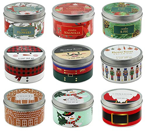 Set 3 Holiday Christmas Scented Candles Fragrance Santa Fig Tree Cinnamon Cookie (1 of Each)