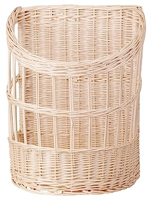 e-wicker24 Alles aus Weide Présentoir à pain debout, Huche à pain en osier naturel, Corbeille baguette en osier (blanc)