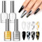 MIZHSE Marmor Nagellack blühender Gel Nagellack Gold, Silber Glänzend Mable Nails Effekt Ink Aquarell Marmor Töne für UV-LED Nägel Nagellack DIY 4 Farben-Set