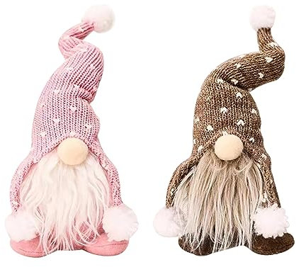 2 Stück Weihnachtswichtel-Dekorationsset,Weihnachts-Plüsch-Zwerge,Weihnachtswichtel Weihnachten Deko Wichtel,Plüsch Weihnachtsmann Gnom Weihnachtssitz Ornament,Weihnachtswichtel (Rosa + Khaki)