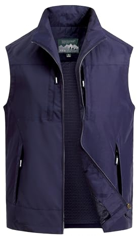MeiLayM Herren Outdoor Weste Atmungsaktiv Anglerweste Sommer Schnelltrocknend Weste Vielen Taschen Weste Freizeit Ärmellos Jacke Camping Safari Fotografie Weste Blau,L