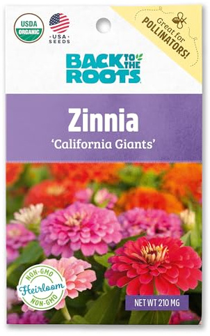 Back to The Roots 100% Organic Seed Packet - Zinnia 'California Giants' 210mg