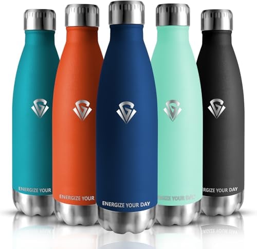 Grsta Borraccia Termica - 500ml - Borraccia Acciaio Senza Perdite, Bottiglia Termica, Senza BPA, Borraccia Palestra Mezzo, Borraccia Inox per Bambini, Scuola, Sport, Yoga, Campeggio