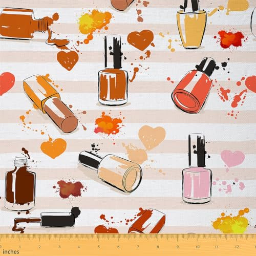 Aquarell Nagellack Stoff durch den Hof,Rustikales Streifen Material durch den Hof,Valentinstag Geschenke Stoffpaneele zum Quilten,Bunte Herzen Muster Nähen Stoff,276x150