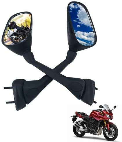 FZ1/FAZER Rückspiegel Langlebig Blendfrei,Motorrad Spiegel für FZ1/FAZER 2007–2013 Street Bike-Schwarz