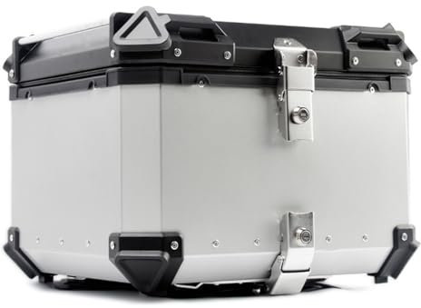 ZYPTD Silber/Schwarz Motorradkoffer 28L 36L 45L 55L 65L 80L 100L Motorrad Heckkasten Universelle Motorradkoffer Haltbar Top Case Roller Koffer mit Helm (Color : Silber, Size : 32L)