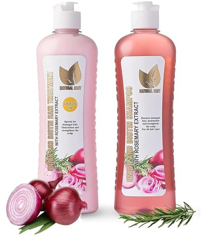 Onion, Biotin and Rosemary Shampoo and Treatment Set, Zwiebel, Biotin und Rosmarin Shampoo und Behandlung Set, Anti Haarausfall Shampoo, Haarpflege Shampoo und Conditioner für alle Haartypen
