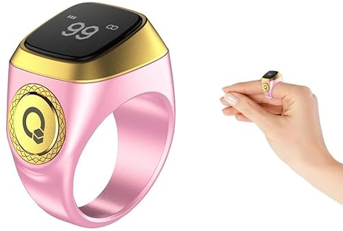 Anlising Tasbih Zähler Smart Ring,Digital Electronic Smart Ring Counter,Muslimischer Tasbeeh Smart Counter,Intelligenter Tasbih-Ring Zähler,Islamischer Ring Counter,Tasbeeh Smart Zähler (Rosa,20MM)