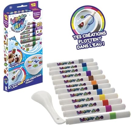 Silverlit Erwecken Sie Ihre Zeichnungen zum Leben mit Zeichnen und tauchen Sie das Wasserkunst-Set mit Aufklebern, Freizeit und Kreativen, ab 3 Jahren, 54017, 12 Filzstifte + 1 Löffel