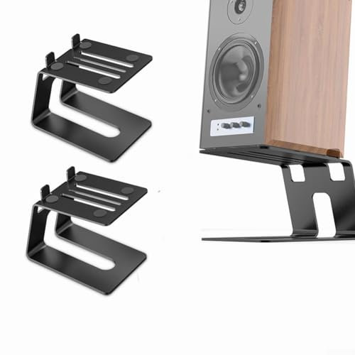 2Pcs Desktop Speaker Stands, Studio Speaker Riser, Studio Monitor Riser with 4 Vibration Absorption Pad and 5° Incline Design, Computer Gaming Desk Speaker Stand