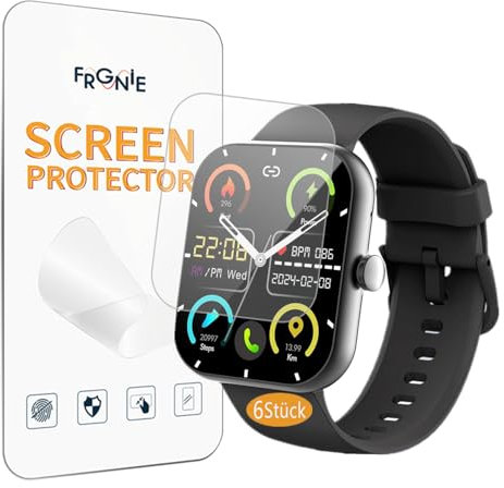 Frgnie Pellicola protettiva compatibile con Motast smartwatch 1,96 (6 pezzi) HD flessibile TPU compatibile con Coucur Y66 smartwatch
