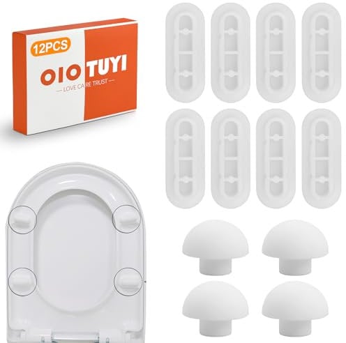 OioTuyi 12 Stück WC-Brilpuffer, Deckelstopper, Gummipuffer, Abstandshalter, Toilettendeckel Weiß, Ersatzteile - Ideal Für Softcloseable Toilettendeckel