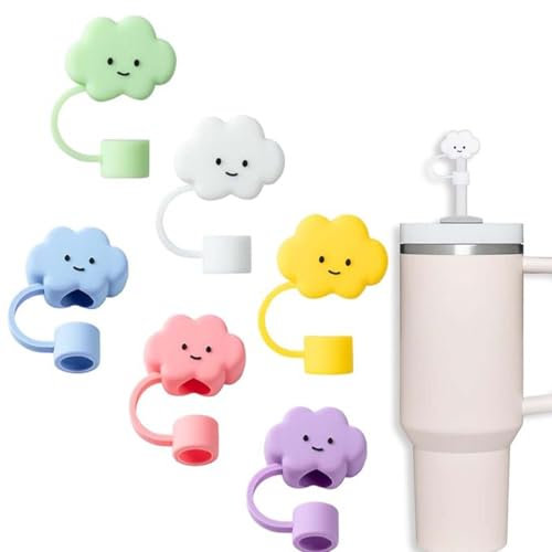 UYVPAER 6 Pcs Silicone Couvre Paille Capuchon de Paille Réutilisable Nuage Couvre de Paille Embouts Bouchons de Paille pour 10mm Paille de Tumbler Cup