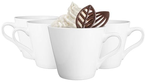 Glasmark KROSNO 1992 Lot de 4 s en céramique 230 ml à café à thé Passe au lave-vaisselle Blanc Maja