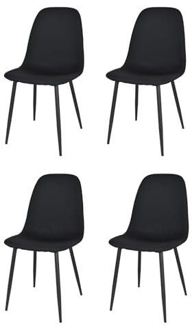 KEKOHOME Juego de 4 sillas de Comedor Sole con Patas de Acero Negro Mate, Tejido Negro