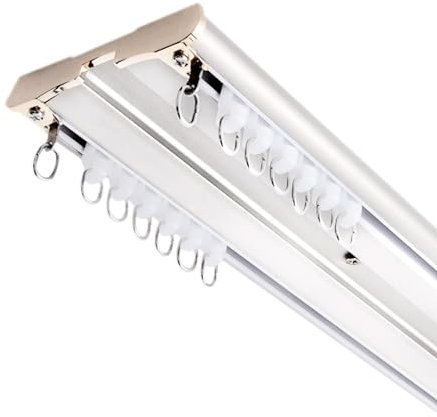 Binario per tenda a doppio soffitto in alluminio, 1 m ~ 10 m, per soggiorno, divisorio – bianco 130 cm – binario per tenda doccia in colore carbonizzato