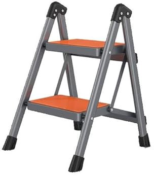 MKAK Échelles télescopiques, escabeau Domestique Mobile d'intérieur, échelle télescopique Pliante antidérapante épaissie multifonctionnelle Escabeau(Orange)