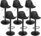 OHMG Lot de 6 Tabourets de Bar Pivotant à 360°,Tabouret de Bar de Cuisineen Cuir Synthétique Réglable en Hauteur avec Dossier et Repose-Pieds,Ensemble de 2 Tabourets Hauts avec Base en Métal