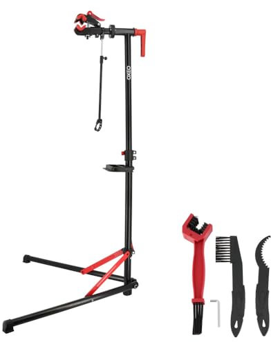 Support de réparation pour vélo - Tête de serrage rapide - Rotation 360° - Pied atelier vélo - 3 Outils de nettoyage