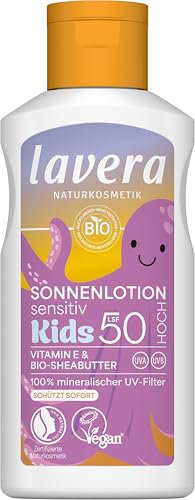 lavera Sonnenlotion Sensitiv KIDS LSF 50 - Sonnencreme für Kinder - ohne chemische UV-Filter - für sensible Haut - wasserfest - vegan - Naturkosmetik - 100 ml