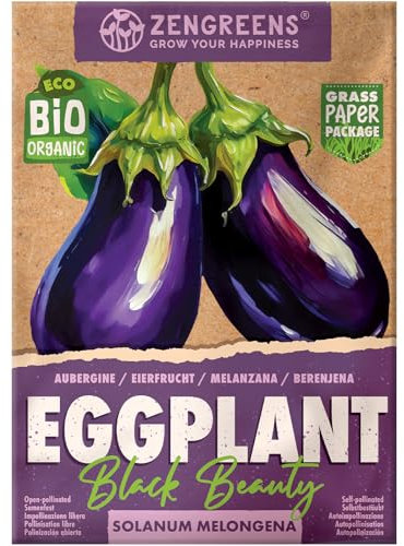 ZenGreens® - Semillas de berenjenabio - verduras para cultivar fácilmente en el jardín, balcón o parterre elevado - hortalizas - black beauty