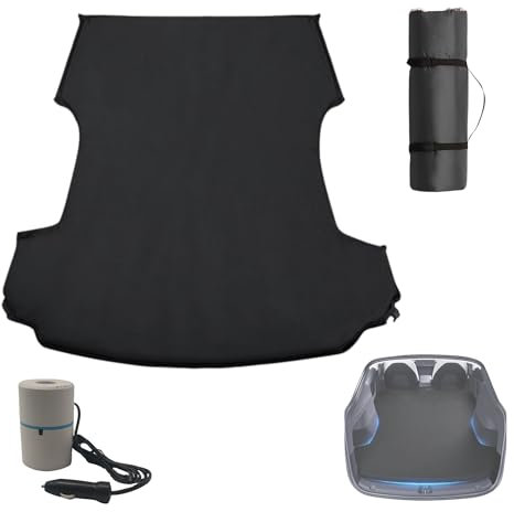 Aufblasbares Luftbett fürs Auto. Matratze Kompatibel mit Tesla Model Y. Aufrollbare Camping Matratze. Bett im Kofferraum eines Autos. Campingmatratze. Aufblasbare Matratze Tragbare mit Luftpumpe.