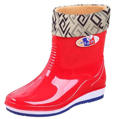 Dasfsagh Stivali Di Gomma Corta Offerta Impermeabile Antiscivolo Stivali D'acqua Moda Nuovi stili per le donne Stivali Alti Stivali da Acqua Donna Pioggia, rosso, 37 EU