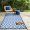 Green Decore Reversible Recycled Plastic Camping and Picnic Rugs | Perfect for Garden, Patio, Picnic, Decking | Stain And Water Resistant | Bliss Regatta Blue/White 120 x 180 cm