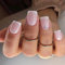 French Tip False Nails - Short Square Press On Nails Nude Pink - French False Nails With Glue - Reusable Long Lasting Fake Nails - Full Cover Stick On nails For Women Girls Nail Art Gifts Accessories