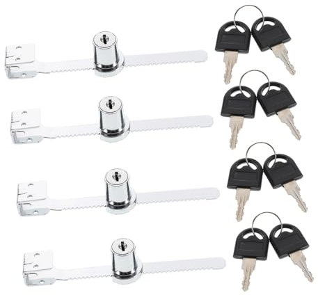 NUOBESTY 4pcs Sliding Glass Door Lock Metal Storage Cabinet Doors Patch Lock for Glass Closet Home Office