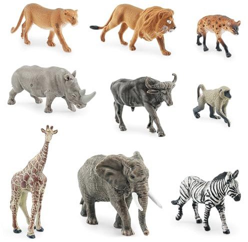KQDRAVINE 9 Stück Safari Wildtiere Figur, Mini Waldtier, Zoo Spielzeuge, Bauernhof Tiere Spielzeug Tierfiguren Set, Tiere Spielzeug, Safari Animal Toys Figuren für Kinder