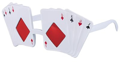 FUGLUS 1 Stück Poker-themen-brillen Lustige Brillen Für Erwachsene Halloween-dekorations-party-zubehör Einzigartige Sonnenbrillen Mit Pokerkarten-muster Für Männer Und Frauen