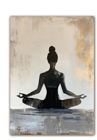 CAOXTART Zen-Bilder mit minimalistischer Yoga-Pose, Leinwandbild, Wandkunst, Yoga-Silhouette-Druck, Poster – Meditation, Heimdekoration (70 x 100 cm/rahmenlos)