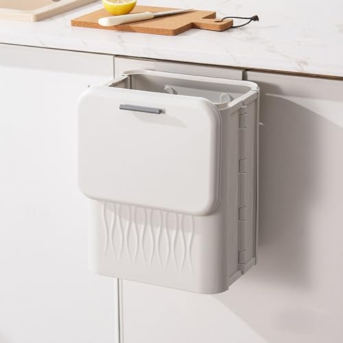 Sightday 10L Collapsible Hanging Kitchen Bin,Wall-Mounted Food Waste Bin,Cupboard Under-Sink Bins,Camping Bin with Lids For Caravan Door,Bedroom,Cabinet,Toilet,Office,Kitchen (Grey)