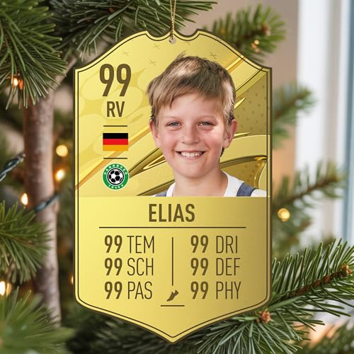 Fussball Karte XXL Weihnachtsbaumschmuck - Fussball Karte personalisiert, personalisierte Weihnachtskugeln, Christbaumschmuck, Weihnachtsdeko - Geschenkideen, Dekoration, Baumschmuck