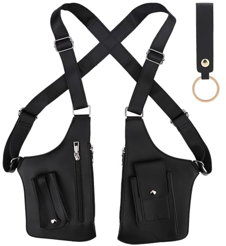 Sinbana Double Shoulder Armpit Underarm Satchel Bag, Leather Hidden Under Arm Strap Wallet Adjustable Anti Pickpocket Accessory with Dual Pouches for Men & Women