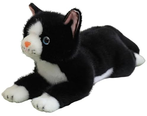 Xiyocadt Kuscheltier Katze, Katze PlüSchtier Lebensecht, Süßes Katzen Kuscheltier, Simulation Kurzhaar Katze Plüsch Spielzeug Puppe, Geburtstagsgeschenk für Jungen und MäDchen (Schwarz,40CM)