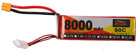 Batterie Lipo Power 8000mAh 11.1V 3S 90C RC Lipo avec Prise XT60 pour quadrirotor de Course QAV250