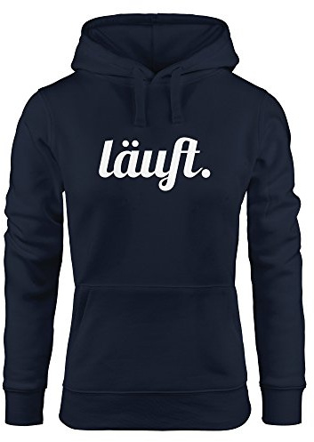 MoonWorks weicher Hoodie für Damen mit läuft Spruch, Sweatshirt mit Kapuze Kapuzenpullover