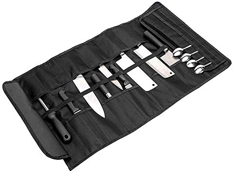 QEES Kochmesser-Rolle, 27 Schlitze, Messertasche mit Griff, strapazierfähiger Oxford-Gewebe, Messer-Besteckset, Aufbewahrungstasche, Reisetasche HYDD36