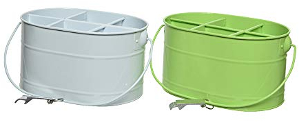 Kitchen Goods & More 83256 Flaschenhalter aus Zink mit Öffner, Weiß/Limettengrün, 24,5 x 16,7 x 20 cm