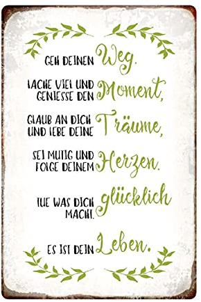 Generisch Blechschild 20 x 30 cm gebogen mit deutschem Text GEH dein Weg GEH dein Weg Got Your Way in deutscher Sprache