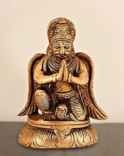 ARTVARKO Messing Garuda Idol Statue Vishnus Fahrzeug Adler Höhe 8,9 cm