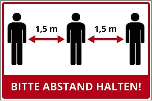 Schild 300x200 mm - Bitte Abstand halten im Zuge des Corona-Virus (COVID-19), Warnschild aus PVC Hartschaum Platte 200x300 mm - 3 mm stark