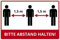 Schild 300x200 mm - Bitte Abstand halten im Zuge des Corona-Virus (COVID-19), Warnschild aus PVC Hartschaum Platte 200x300 mm - 3 mm stark